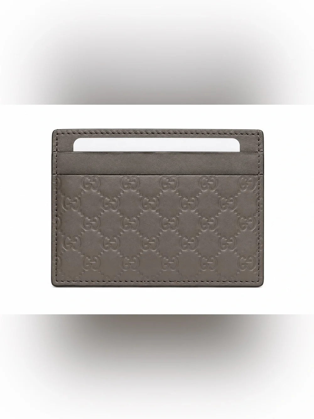 NWOT Gucci Guccissima Gray GG Leather Card Holder w/ Dust Bag